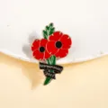 Broche de esmalte de amapola roja pin de metal día del recuerdo accesorio de moda. - Estilo Cinta Negra Amapola Roja 2023 (C2342)