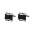 Boutons de manchette rectangulaires pour hommes avec pierre scintillante et strass élégants. - Style de Strass en Grès Or Noir Rectangulaire (B1298-3) / Strass en Grès Or Noir Rectangulaire