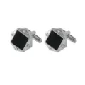 Boutons de manchette géométriques en alliage pour homme pierre noire brillante cristal argent - Style Étoilé Strass Octogone (B1298-1) / Strass Octogone Argenté