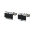 Boutons de manchette géométriques strass homme alliage argent grès noir chemise. - Style de Strass de Sable Étoilé (B1298-2) / Strass de Sable Étoilé Argenté