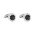 Boutons de manchette ronds argentés pour hommes avec zircon noir, accessoires de chemise. - Style Zircone Ronde / B1519-SI-BL noir