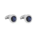 Boutons de manchette ronds en zircon bleu pour homme, style elegant pour chemise formelle. - Style Zircone Ronde / B1519-SI-BLU bleu