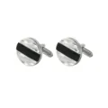 Boutons de Manchette Hommes Ronds Noir Étoilé Géométrique Alliage Chemise Française - Texture Étoilée Argentée
