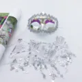 Silver sequin masquerade mask with veil and tassel fringe for party and Halloween costume. - Silver