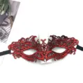 Maschera in pizzo rosso mezzo viso maschera occhi per festa di halloween ballo. - Rosso