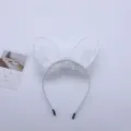 Serre-tête oreilles de lapin en dentelle blanche, cerceau de cheveux moelleux pour fête. - Taille unique / Oreilles de chat en plumes blanches