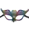 Colorful lace masquerade mask for party, festival, and Halloween costume decoration events. - Heart
