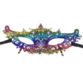 Colorful rainbow lace masquerade mask, perfect for party, ball, Halloween and cosplay events. - Sword Top