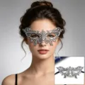 Zilveren kant vlinder masker half gezicht oogmasker voor Halloween feest kostuum show. - 03 Kleine Vlinder