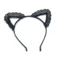 Black lace cat ear headband cute hair hoop for party daily wear hair accessories stylish - One Size / Beaded Border Style