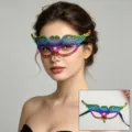Colorful lace masquerade mask, rainbow party half-face eye mask for Halloween cosplay events. - Heart (CS-001)