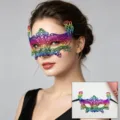 Colorful metallic lace masquerade mask half face eye mask for Halloween party cosplay. - Fox (CS-004)