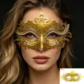 Goldene Metall Strass Maske Karneval Damen Halbgesicht Maskerade Ball Halloween Party Requisite - Gold