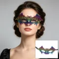 Colorful bronzing lace bat mask for Halloween masquerade and party cosplay eye mask. - Bat (CS-005)