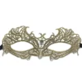 Máscara de encaje dorado con diamantes de imitación brillantes para fiesta, estilo sexy y elegante. - Forma con Strass / Champán dorado