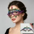 Colorful lace masquerade mask for Halloween party, half face eye mask cosplay costume prop. - Cross (CS-006)