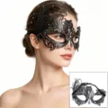 Elegante máscara de mascarada de metal negro con brillantes para fiesta de disfraces. - Negro