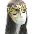 Gold metal filigree masquerade mask with rhinestones for party ball costume dress up new. - Right Face White Rhinestone Style / Gold