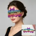 Colorful lace masquerade mask for Halloween party cosplay, vibrant rainbow half-face eye mask. - Tiger (CS-009)