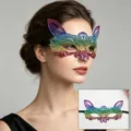 Colorful gold-stamped lace masquerade mask, half-face party eye mask for Halloween cosplay. - Elf (CS-011)