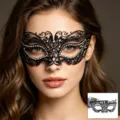 Venetian Masquerade Metal Rhinestone Half Face Mask Women Halloween Party Costume Prop - Fleur Flower