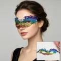 Colorful lace mask masquerade party half face eye mask for Halloween cosplay costume - Fire Phoenix (CS-024)