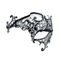 Máscara de mascarada de metal negro con pedrería, media máscara para fiestas y Halloween. - Cara Izquierda Estilo Strass Blanco / Negro