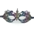 Detailed close-up of a colorful foil lace masquerade mask with exquisite hollow patterns. - Pointed Toe Small