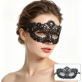 Schwarze Spitzen Maske Karneval Maskenball Halloween Kostüm Damen Halbgesicht Augenmaske - Blumenherz