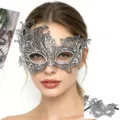 Elegante máscara de encaje plateado para mujeres, perfecta para fiestas de Halloween y cosplay. - 013 Fénix
