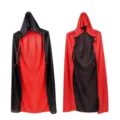 Halloween double layer hooded cape for kids stage performance, red and black reversible cloak. - 120cm / Hooded Double Layer Cape