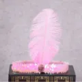 Pink feather sequin headband vintage style 1920s Gatsby party hair accessory detail view - Pink