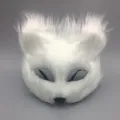 Weißer flauschiger Fuchs Halbgesicht Maske für Halloween Maskerade Party und Tier Cosplay. - Weiß