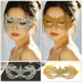Mascara De Encaje Estrases Mascara De Ojos Fiesta Disfraz Halloween Veneciana Oro Plata - Talla única / Plata+Oro