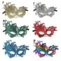 Maschera in pizzo colorato mezzo viso design fenice, perfetta per feste, balli e Halloween. - 6 Colori Set Bronzatura