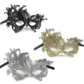 Maschera di pizzo per festa, sexy mezzo viso maschera per Halloween costume ballo nero oro argento - Set da 3 pezzi