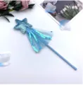 Baguette magique etoile pailletee bleue vue detail, parfaite pour fete princesse enfant. - Taille unique / Bleu
