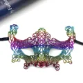 Colorful rainbow lace masquerade mask for women party Halloween eye mask half face dress up - Stamped Colorful