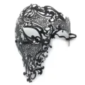 Maschera di carnevale in metallo nero con strass per festa, ballo e costume di Halloween. - Grande monocolo nero