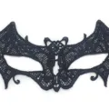 Black lace masquerade mask half face eye mask for Halloween party costume accessory. - Bat