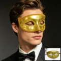 Máscara de mascarada dorada media cara retro purpurina fiesta accesorios Halloween - Talla única / Dorado