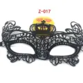 Black lace masquerade mask with crown design, half face party eye mask for women halloween. - Crown (Z-017)