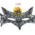 Black lace masquerade mask for women, sexy half face fox eye mask for party and Halloween events. - Wolf Head (Z-025)