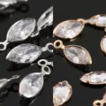 Colgante de circonita cristal micro pavé de cobre para collar pendientes manualidades DIY - Marquesa de una anilla de 4x8 mm