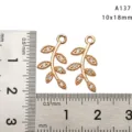 Gold plated rhinestone leaf pendant charm DIY necklace earrings jewelry accessories 10x18mm - Leaf Pendant (A137) / 10x18mm