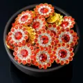 14mm bottoni strass girasole cristalli rossi metallo dorato accessori cucito vista principale - 50 Pezzi/Confezione / Rosso Vivo