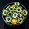 14mm Girasole Strass Fiore Bottoni Cristallo Diamante DIY Accessori Capelli Artigianato - 50 Pezzi/Confezione / Verde scuro