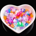 Perles de coeur de couleur AB transparentes 9mm bricolage perles en vrac bijoux accessoires - Env. 100 Pièces/Paquet / Multicolore