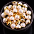 Ronde parelknopen met goudrand voor kleding naaien handwerk nail art decoratie - 6mm 50St / Puur wit