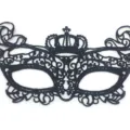 Black lace masquerade mask with elegant crown design, half face party eye mask for women. - Crown
